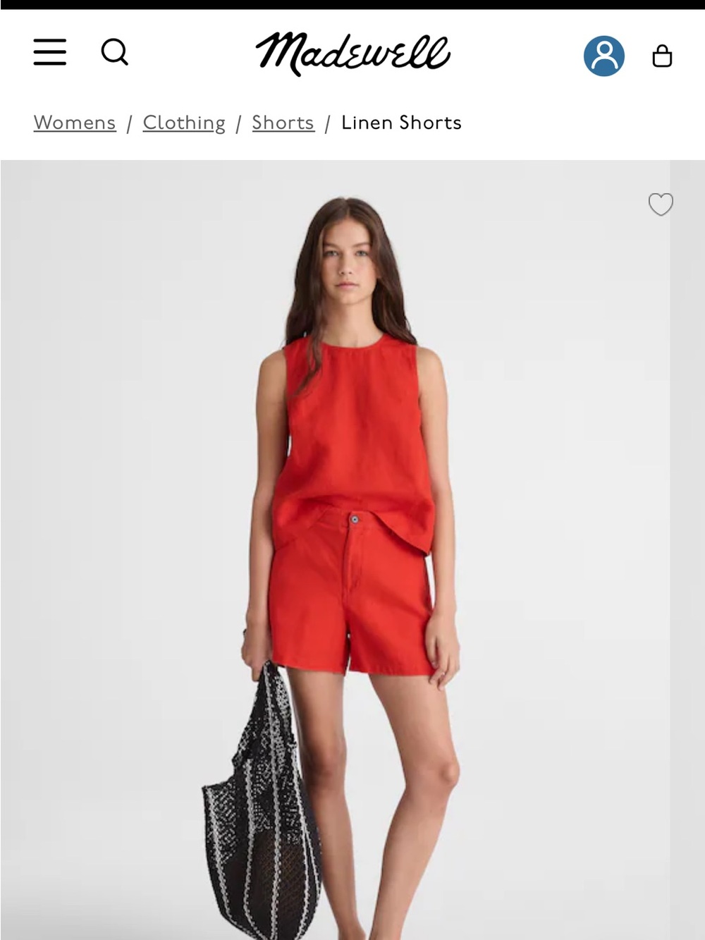 Madewell Bright Red Linen Bermuda Shorts
